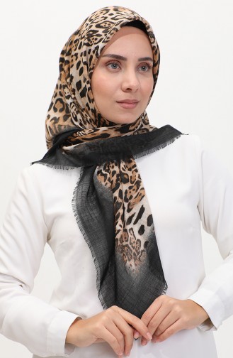 Leopard Patterned Scarf 13233-20 Beige Black 13233-20