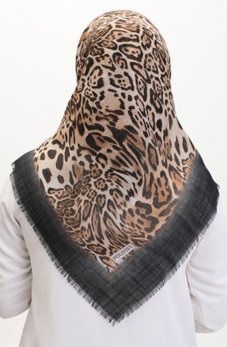 Leopard Patterned Scarf 13233-20 Beige Black 13233-20