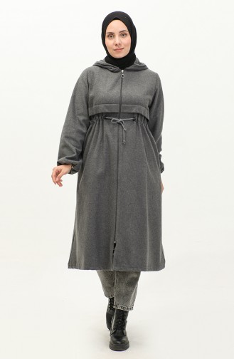Gathered Waist Hooded Cashmere Coat 3199-03 Gray 3199-03