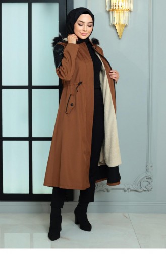 Garni Detailed Coat Tan 10386 14992