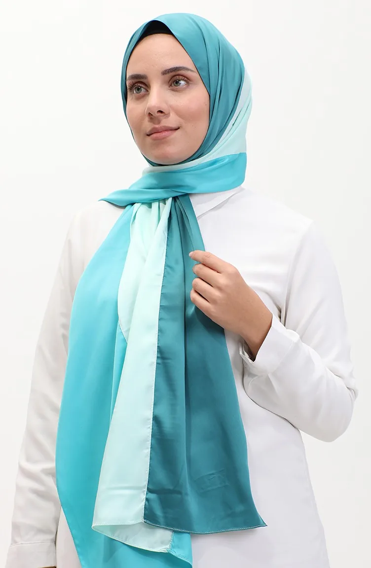 Karaca Châle Trois Couleurs 81049-01 Vert Vert D`Eau Bleu Pétrole 81049-01