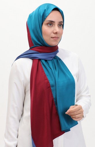 Karaca Three Color Shawl 81049-09 İndigo Claret Red Oil 81049-09