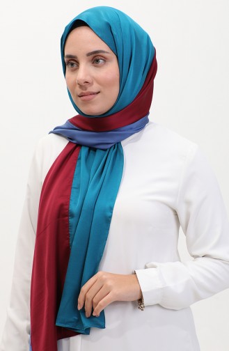 Karaca Three Color Shawl 81049-09 İndigo Claret Red Oil 81049-09