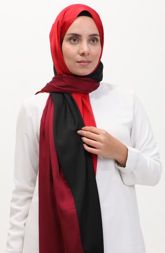 Karaca Tricolor Shawl 81049-33 Claret Red Black Red 81049-33