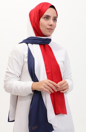 Karaca Châle Tricolore 81049-38 Bleu Marine Blanc Rouge 81049-38