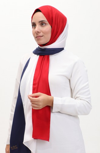 Karaca Châle Tricolore 81049-38 Bleu Marine Blanc Rouge 81049-38