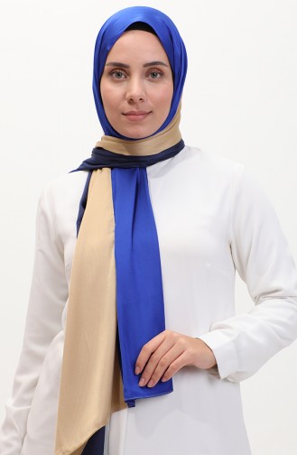 Karaca Three-Color Shawl 81049-40 Gold Navy Blue Saxe 81049-40