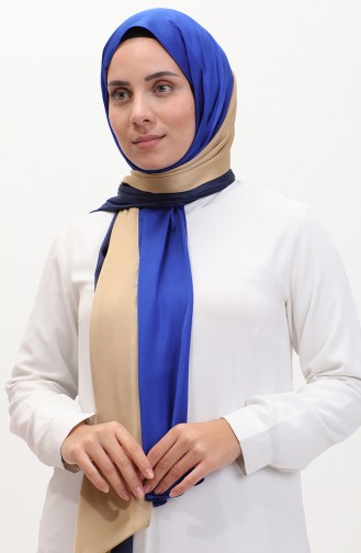 Karaca Three-Color Shawl 81049-40 Gold Navy Blue Saxe 81049-40