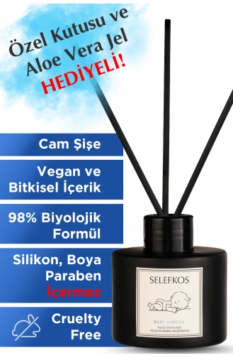 Vegan Bambu Çubuklu Oda Kokusu Bebek Pudra Kokulu 110ml SH0054-01 Renkli