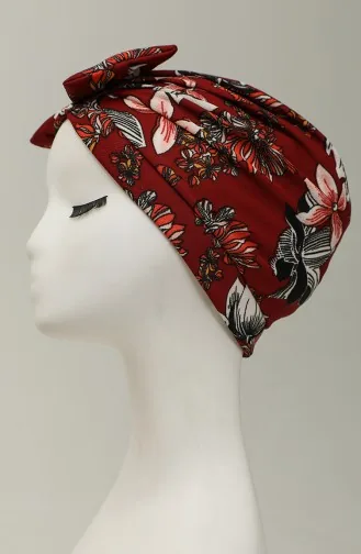 Patterned Bow Bonnet 0034-02 Claret Red Orange 0034-02