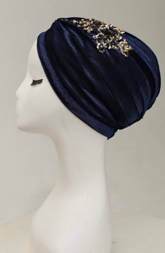 Velvet Sequin Vera Bonnet Navy Blue 0039-16