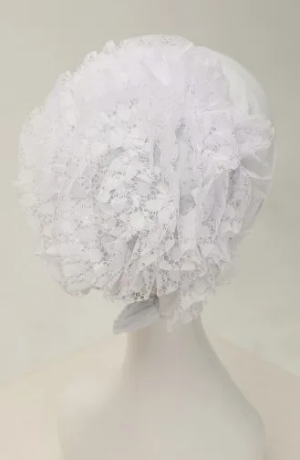 Fırfırlı Bone 7001-10 Beyaz