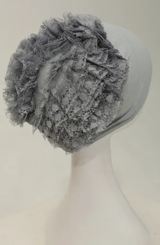 Fırfırlı Bone 7001-18 Gümüş Gri