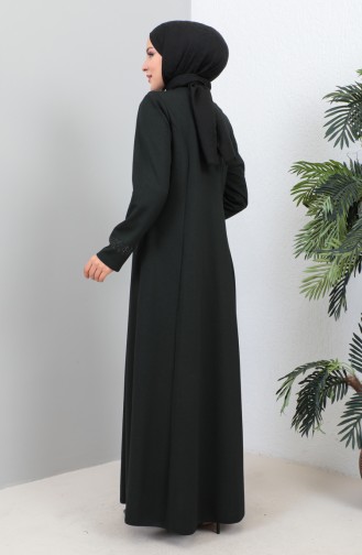 Abaya Avec Poche Avec Pierre Grande Taille 4260-01 Vert Emeraude 4260-01