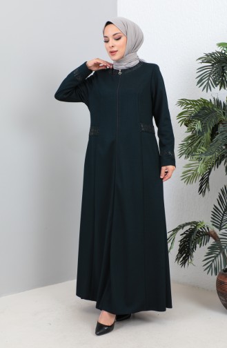 Groot Formaat Stoned Pocket Abaya 4260-03 Petrol 4260-03