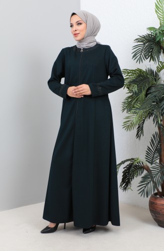 Groot Formaat Stoned Pocket Abaya 4260-03 Petrol 4260-03