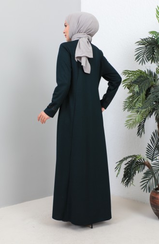 Plus Size Stoned Pocket Abaya 4260-03 Petrol 4260-03