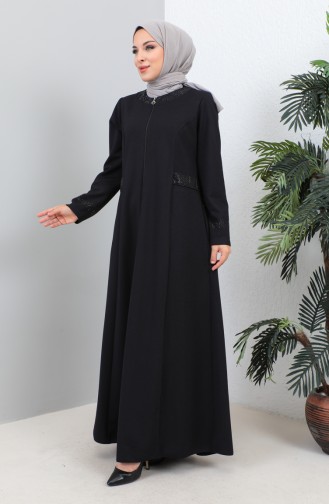 Groot Formaat Stoned Pocket Abaya 4260-05 Paars 4260-05