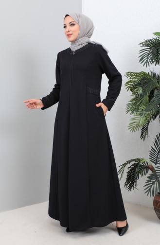 Plus Size Stoned Pocket Abaya 4260-05 Purple 4260-05