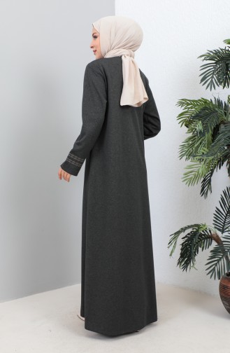 Abaya Brodée A Fermeture Grande Taille 4261-02 Fumé 4261-02