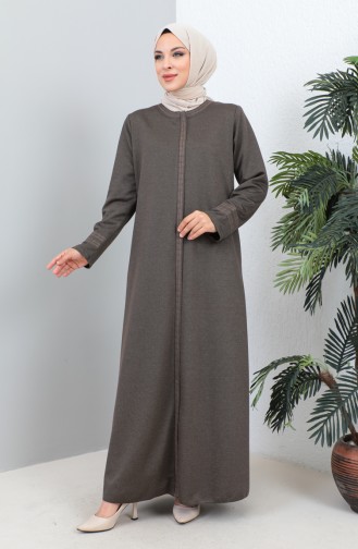 Abaya Brodée A Fermeture Grande Taille 4261-03 Vison 4261-03