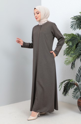 Abaya Brodée A Fermeture Grande Taille 4261-03 Vison 4261-03