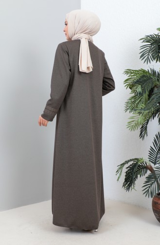 Große Bestickte Abaya Mit Reißverschluss 4261-03 Nerz 4261-03