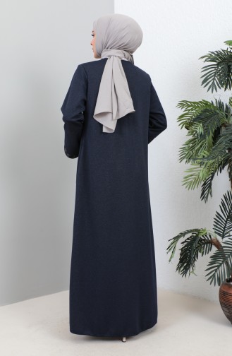 Abaya Imprimé Pierre Grande Taille 4264-01 Bleu Marine 4264-01