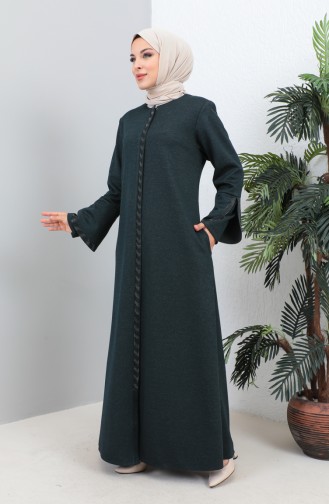 Abaya Imprimé Pierre Grande Taille 4264-03 Pétrole 4264-03