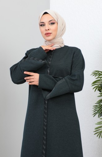 Abaya Imprimé Pierre Grande Taille 4264-03 Pétrole 4264-03