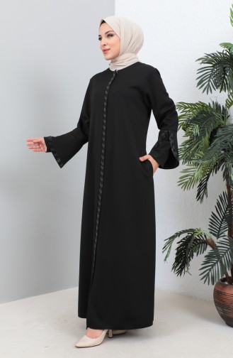 Abaya Imprimé Pierre Grande Taille 4264-05 Noir 4264-05