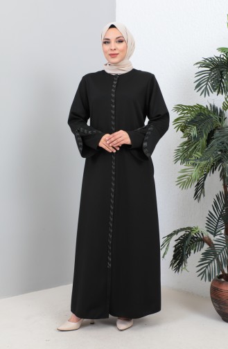 Abaya Imprimé Pierre Grande Taille 4264-05 Noir 4264-05