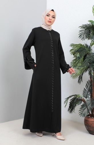 Abaya Imprimé Pierre Grande Taille 4264-05 Noir 4264-05