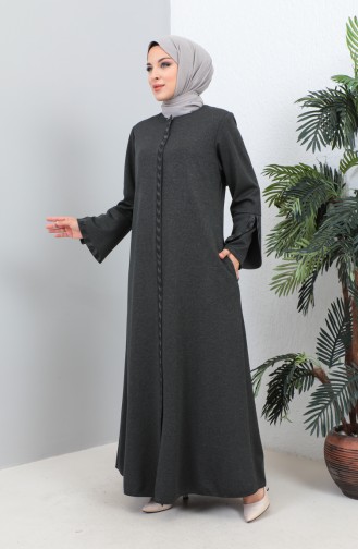 Große Abaya Mit Steindruck 4264-06 Anthrazit 4264-06