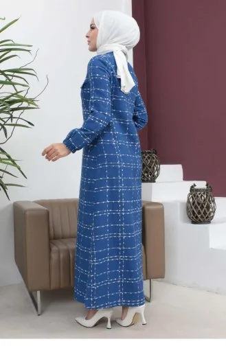 Manteau Boutonné Cachemire Indigo 19260 15007