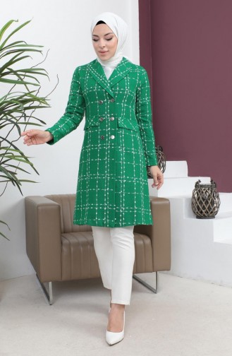 Buttoned Wide Collar Cuff Coat Emerald 19177 15012