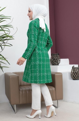 Buttoned Wide Collar Cuff Coat Emerald 19177 15012