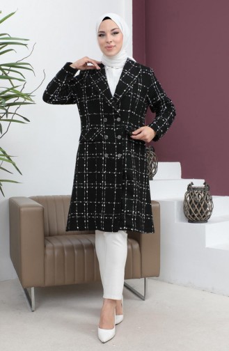 Buttoned Wide Collar Cashmere Coat Black 19177 15015