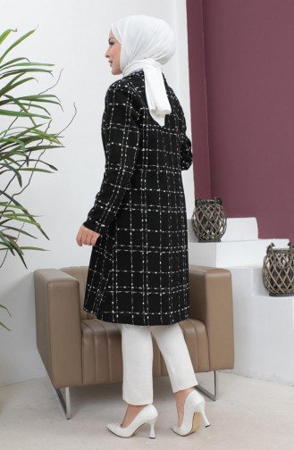 Buttoned Wide Collar Cashmere Coat Black 19177 15015