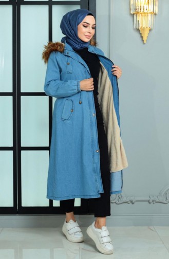 Manteau En Jean à Capuche Denim Clair 19173 14997