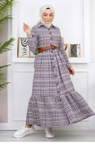 Knoop Gedetailleerde Chanel-jurk Plum 19164 14973