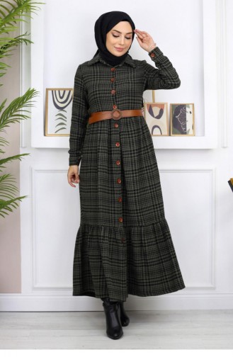Knoop Gedetailleerde Chanel-jurk Kaki 19164 14974