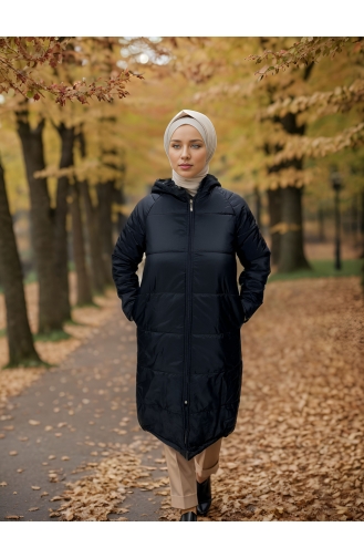 Vivezza Manteau Matelassé à Motif Ray 8512 8512-01 Noir 8512-01