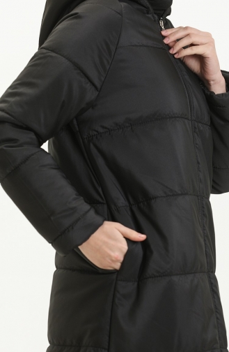 Vivezza Manteau Matelassé à Motif Ray 8512 8512-01 Noir 8512-01