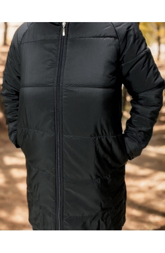 Vivezza Manteau Matelassé à Motif Ray 8512 8512-01 Noir 8512-01