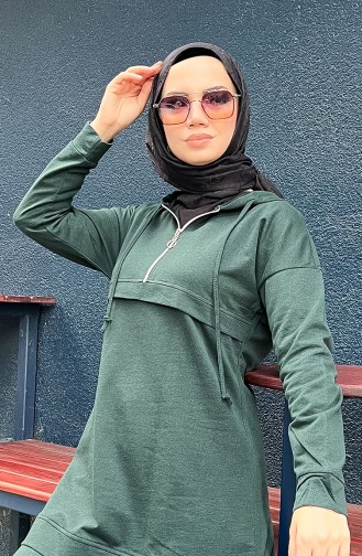 Zippered Hooded Tracksuit 03059-01 Nefti Green 03059-01