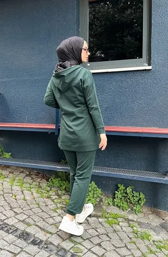 Zippered Hooded Tracksuit 03059-01 Nefti Green 03059-01