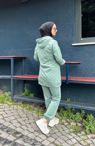 Zippered Hooded Tracksuit 03059-09 Green 03059-09