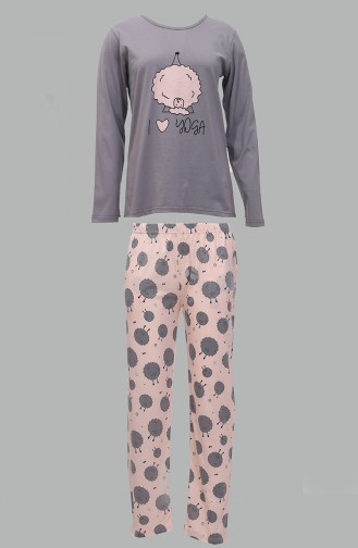 Akbeniz Damen-Pyjama-Set Aus Gekämmter Baumwolle Mit Langen Ärmeln 4186 4213