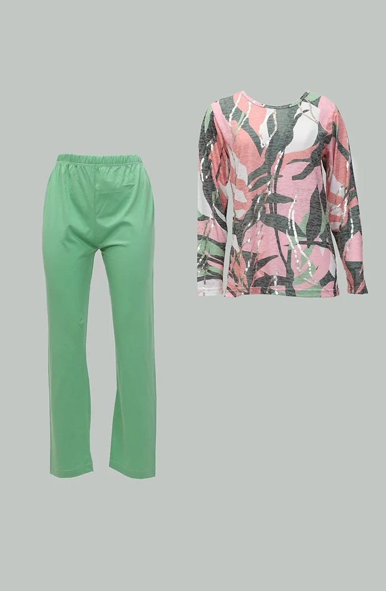 Akbeniz Women`s Long Sleeve Combed Cotton Pajama Set 4201 4232